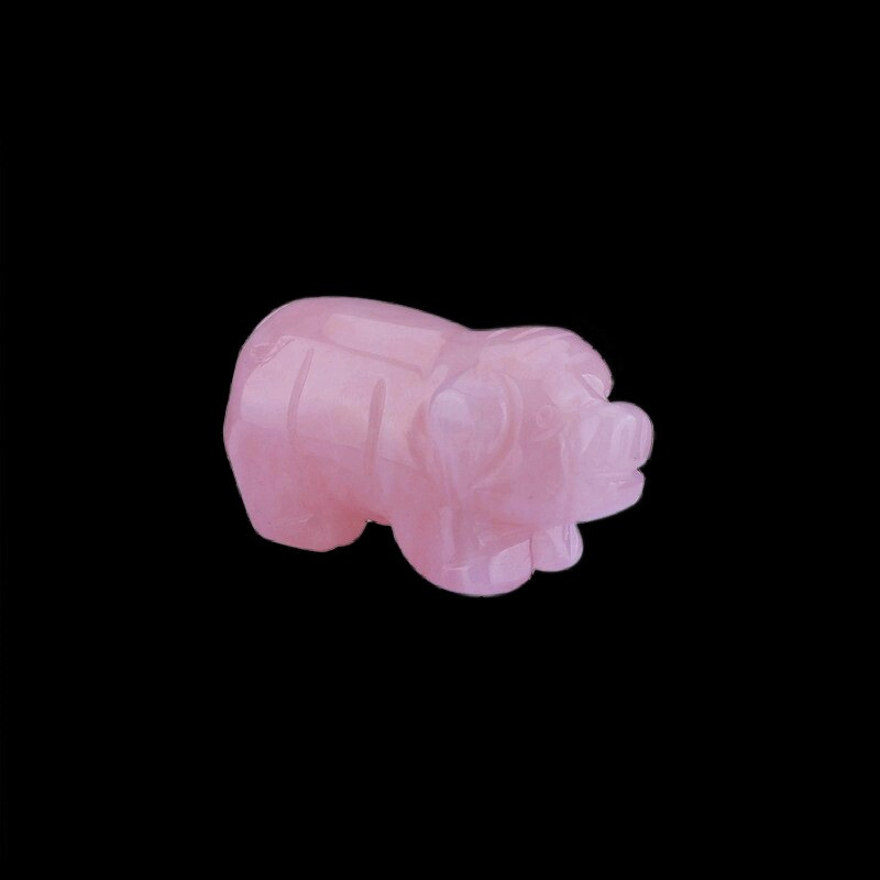 Raw Natural Quartz Crystal Skull Carved Pig Wild Boar Piggy Animal Healing Stone