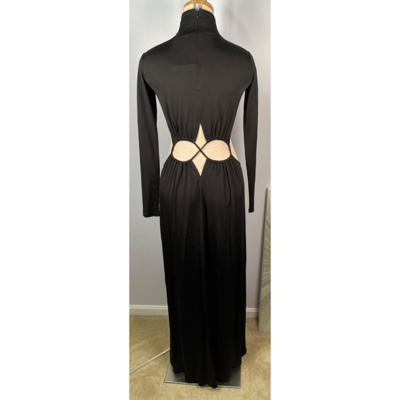 NWT Cult Gaia Black Pippa Cutout Jersey Maxi Gown Size XS