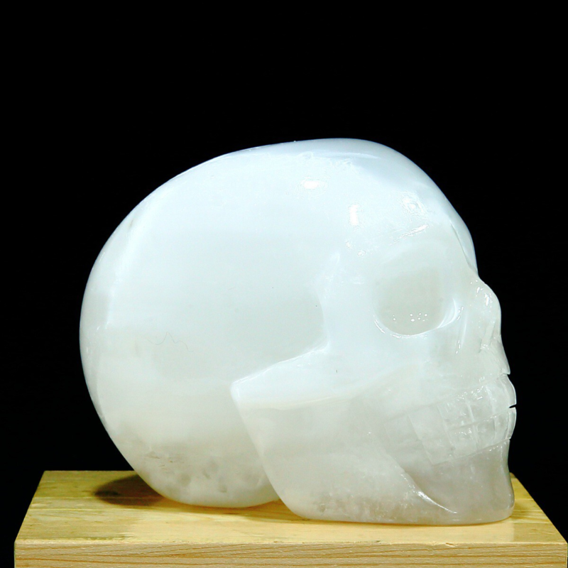 1606g Natural White Selenite Hand Carved Crystal Skull Quartz Meditation Medium