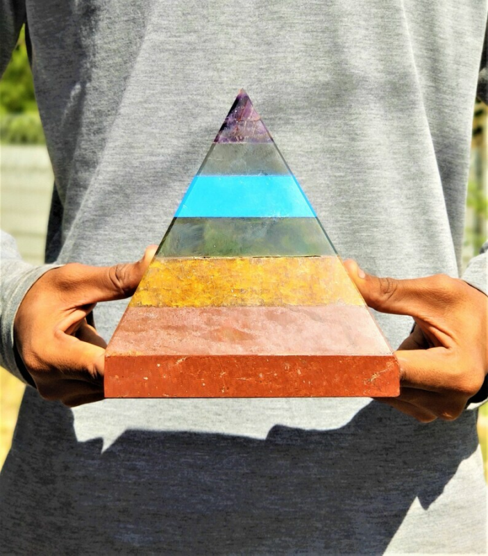 Large 180MM Seven Chakra Pyramid for Energy Balance And Healing 7 Seven Chakra