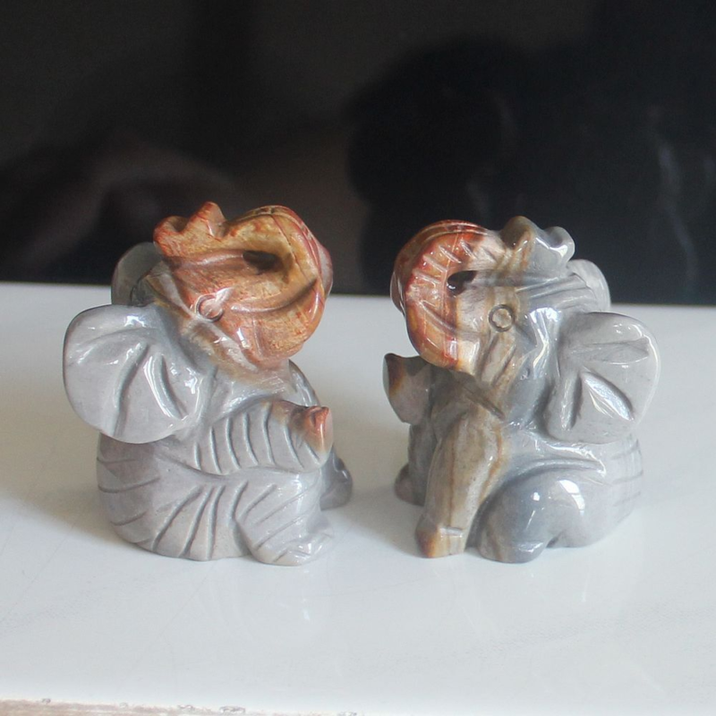 Carved gemstone crystal sitting elephant figurine animal carving home decor 2&apos;&apos;
