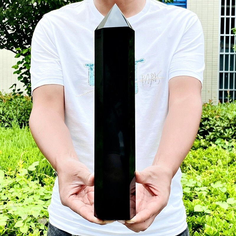 6.72LB Natural obsidian obelisk quartz crystal energy column