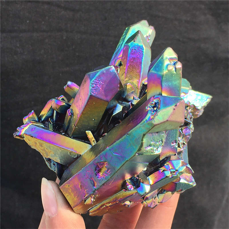 300g Electroplate Rainbow cluster quartz crystal mineral specimen reiki healing