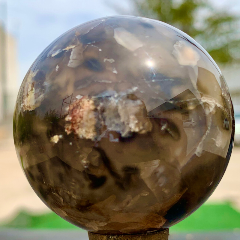 146G Natural Sakura Agate Quartz Sphere healing ball Specimen