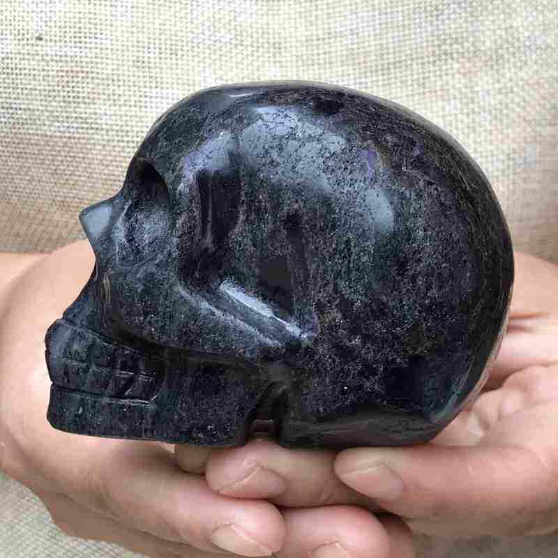 0.46Kg Natural black jade quartz skull carved Quartz Crystal skull Healing