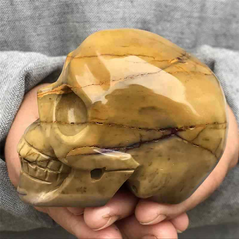 0.41kg Natural Mookite Jasper skull carved Quartz Crystal skull Healing