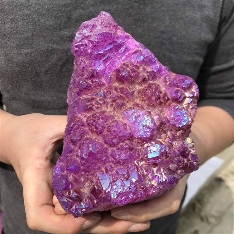 1.3kg Electroplate Rainbow cluster quartz crystal mineral specimen reiki healing