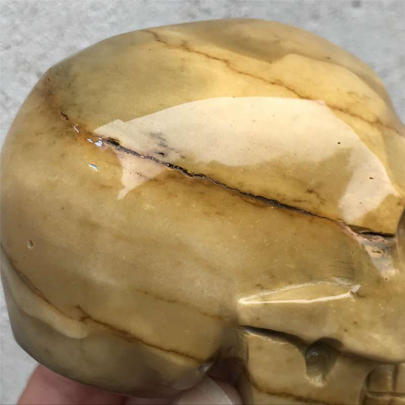 0.41kg Natural Mookite Jasper skull carved Quartz Crystal skull Healing
