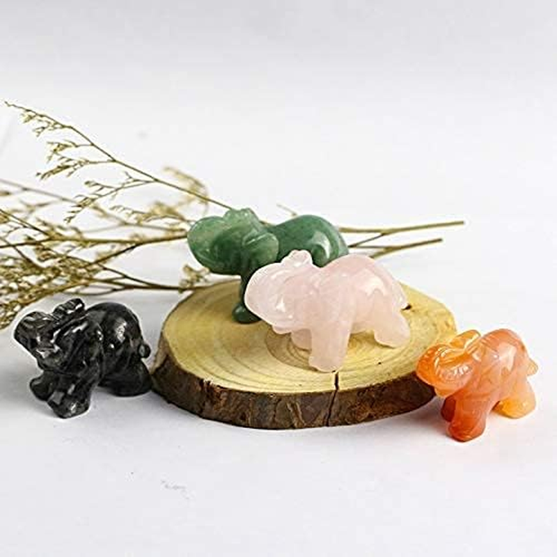 Rose Quartz Elephant Figurines Hand Carved Pocket Statue Healing Crystals Good L