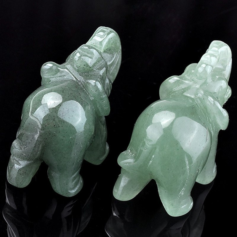 Natural Quartz Crystal Skull Carved Elephant Healing Gemstone Animal Sculpture