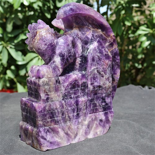 3.54kg Natural Dream Amethyst Dragon Castle Skull Carved Reiki Quartz Crystal Sk
