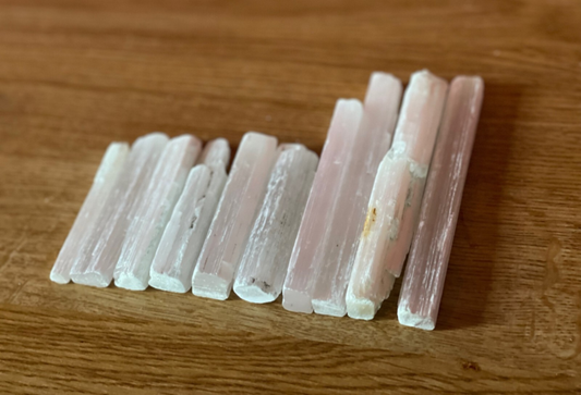 Selenite Crystal Wands (Lot of 10) Varying Sizes, Mineral Gypsum Stones
