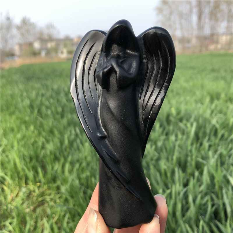0.16kg Natural obsidian quartz angel carved Quartz Crystal skull Healing