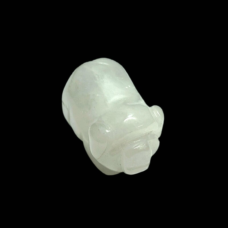 Raw Natural Quartz Crystal Skull Carved Pig Wild Boar Piggy Animal Healing Stone