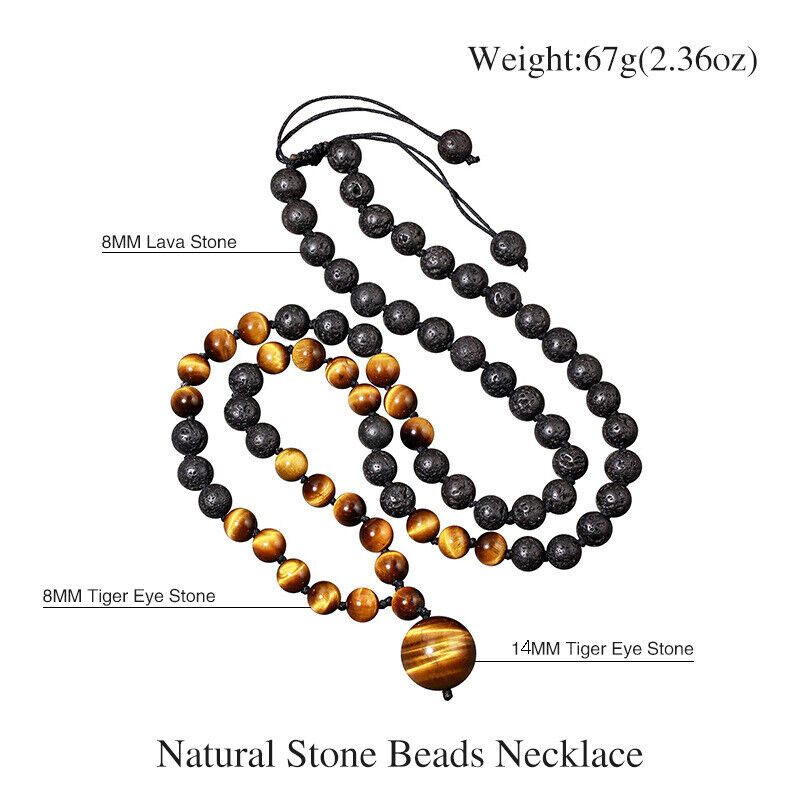 Natural Tiger Eye Stone Beads Necklaces Men Fashion Meditation Yoga Necklace