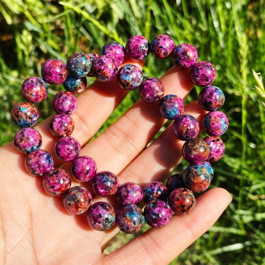 10mm 2pcs Beauty Glittering Color Azurite & Malachite Crystal Beads Bracelet