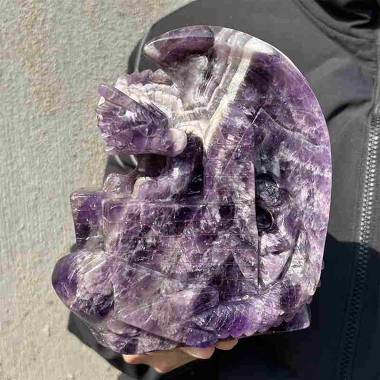 1.74kg Natural dreamy amethyst Dragon Castle carved Quartz Crystal skull Healing