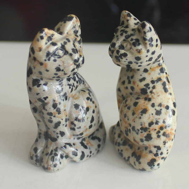 Carved mixed gemstone quartz crystal cat figurine animal carving home decor 2&apos;&apos;