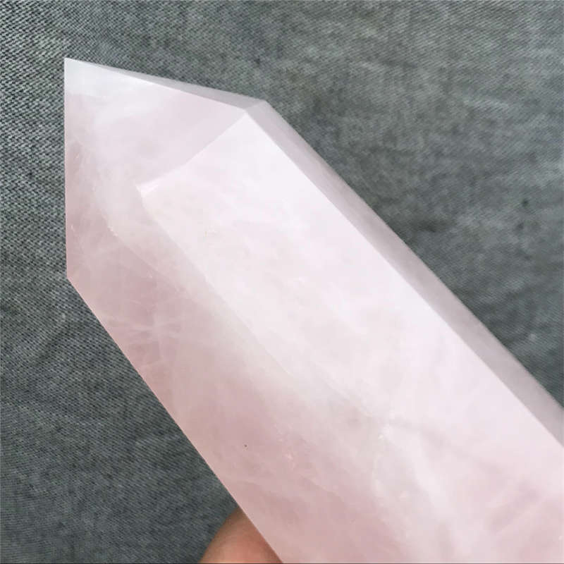 950g Natural Rose Quartz Obelisk Quartz Crystal Point Wand Healing Gem