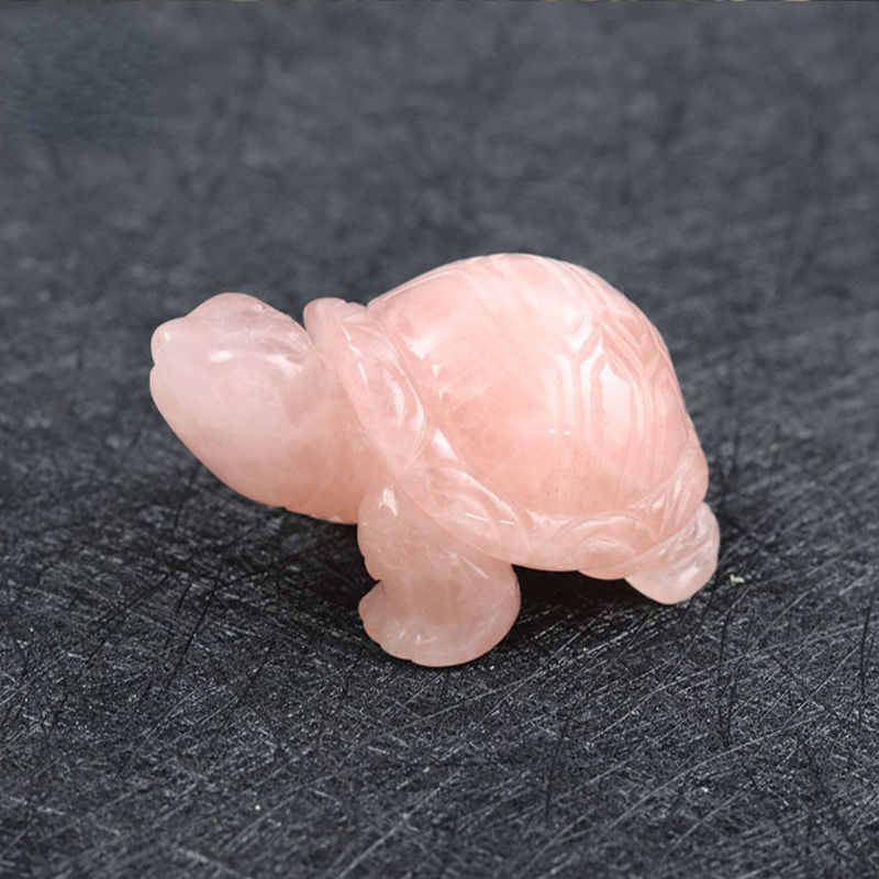 10x Natural Rose Quartz Carved Longevity Tortoise Crystal Animal Turtle Ornament