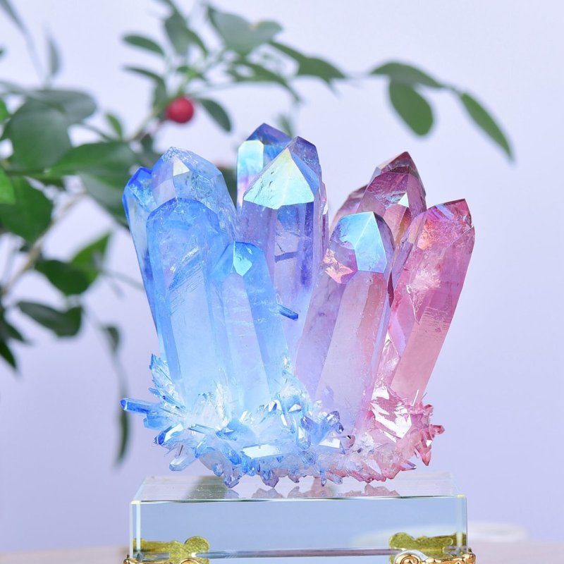 1.17LB Electroplated Color Crystal Cluster Crystal Mineral Reiki Healing