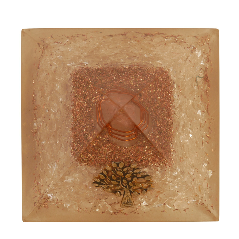 Clear Quartz Orgone Pyramid Tree Of Life Healing Energy Free Shipping
