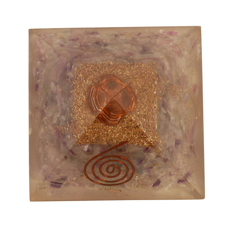 FLUORITE ORGONE GEMSTONE PYRAMID ORGONITE FREE SHIPPING