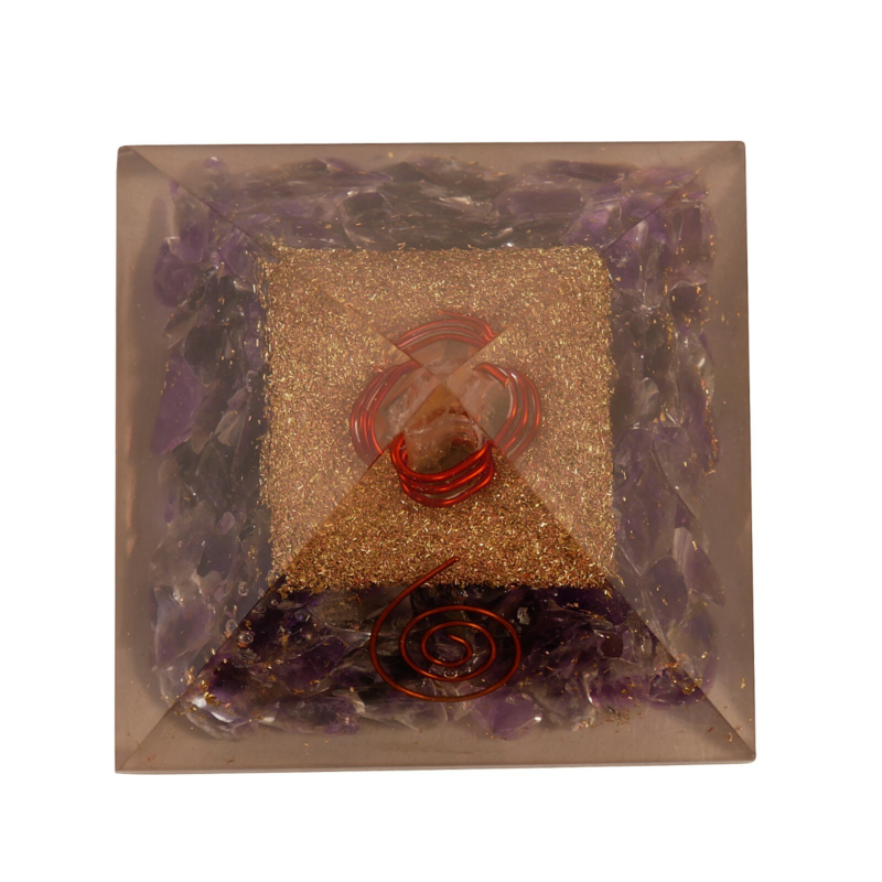 Amethyst Orgone Pyramid EMF Protection Healing Reiki spiritual Free Shipping