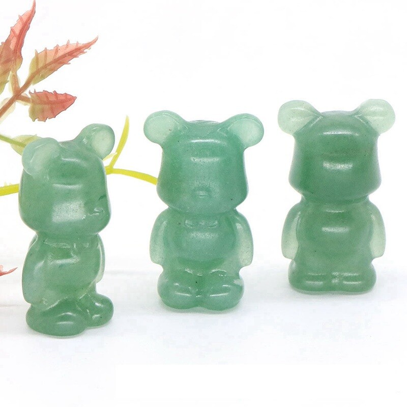 Natural Chakra Quartz Crystal Gloomy Little Bear Carved Animal Reiki Decor Gift