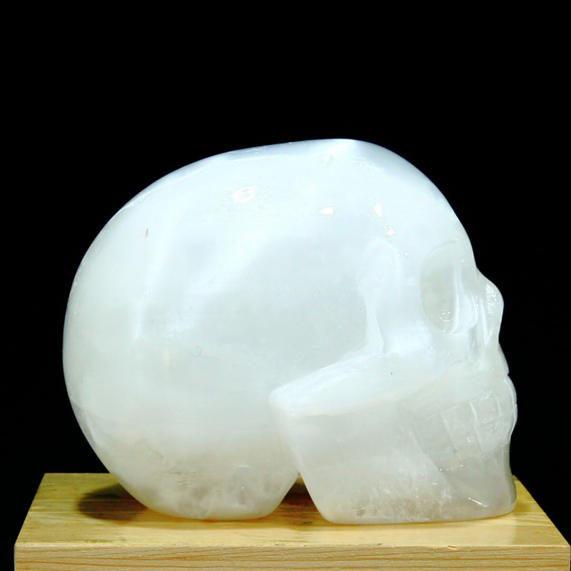 1606g Natural White Selenite Hand Carved Crystal Skull Quartz Meditation Medium