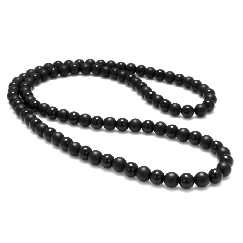 Mens Beads Necklace Black Onyx/Matte Gemstone Healing Stone Chakra Free Bracelet