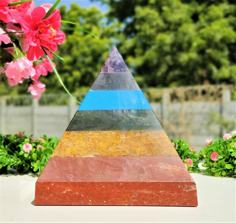 Large 180MM Seven Chakra Pyramid for Energy Balance And Healing 7 Seven Chakra