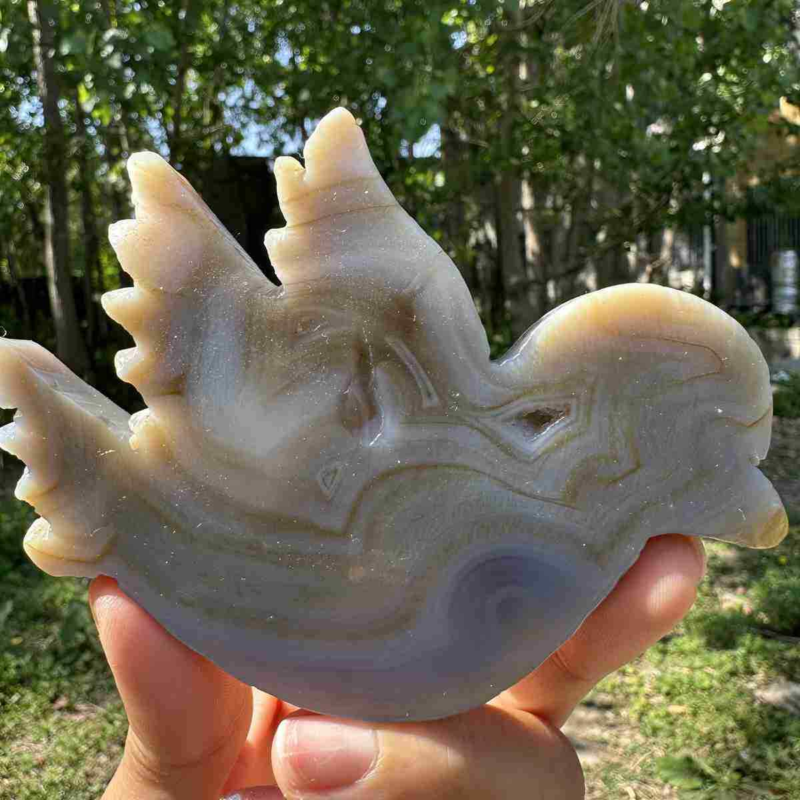 145g natural agate hand carved bird skull quartz crystal cluster reiki