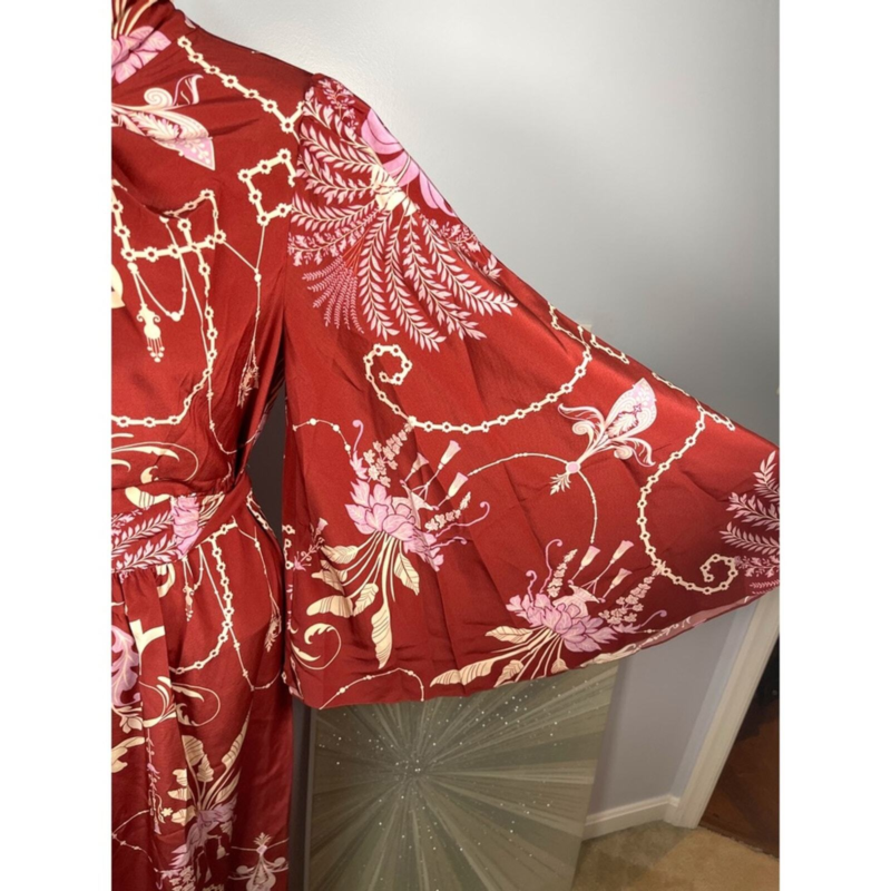 NWT JOHANNA ORTIZ Silk Hanging Garden Floral Printed Kimono Maxi Dress Sz 0