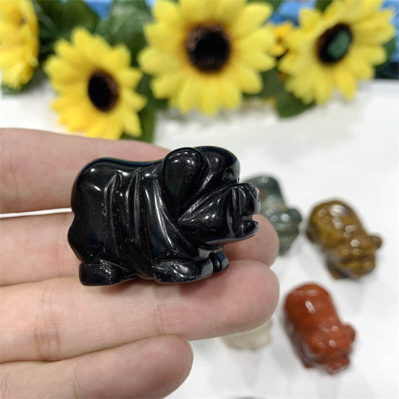 Raw Natural Quartz Crystal Skull Carved Pig Wild Boar Piggy Animal Healing Stone