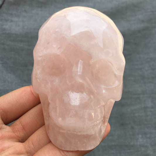 0.55kg Natural rose quartz skull carved Quartz Crystal skull Healing