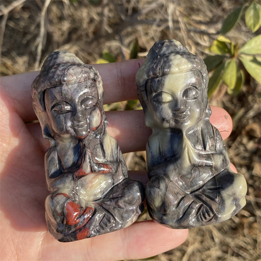1pc Natural stone Buddha hand carved Quartz Crystal stone skull Reiki healing