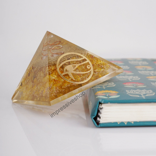 XL Citrine Orgone Pyramid Gemstone Reiki Crystal Healing Free Shipping
