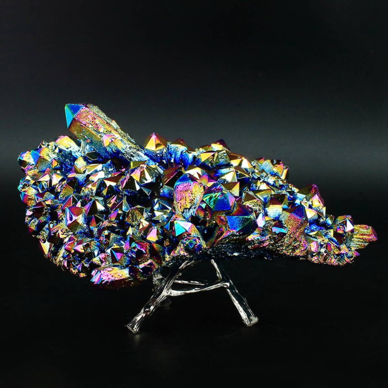 1315g Colourful Crystal Cluster Quartz Mineral Specimen Decoration Electroplate