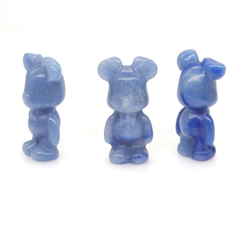 Natural Chakra Quartz Crystal Gloomy Little Bear Carved Animal Reiki Decor Gift
