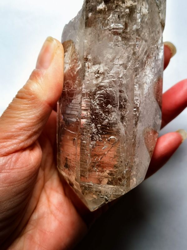 Tibetan Clear Crystal Quartz Point w 3 Visible Moving Bubbles Enhydro  4.64 in