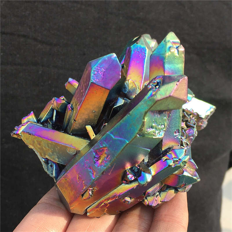 300g Electroplate Rainbow cluster quartz crystal mineral specimen reiki healing