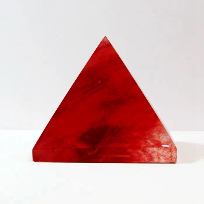 Natural Red Smelting Gemstone Pyramid Energy Quartz Crystal Tower Gem Healing