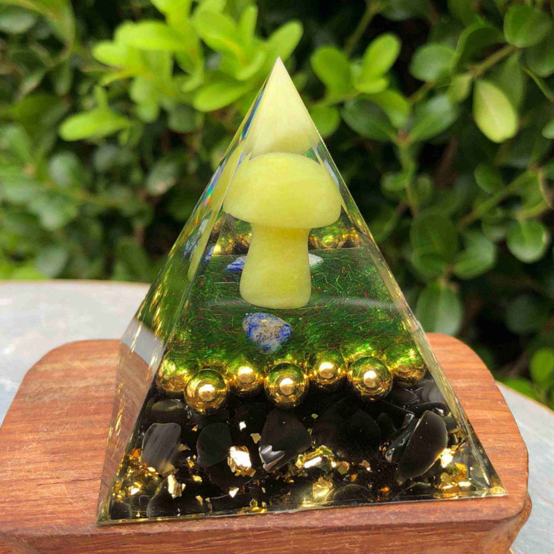 5cmAogen Energy Natural Obsidian Gravel Mushroom Pyramid Healing Meditation