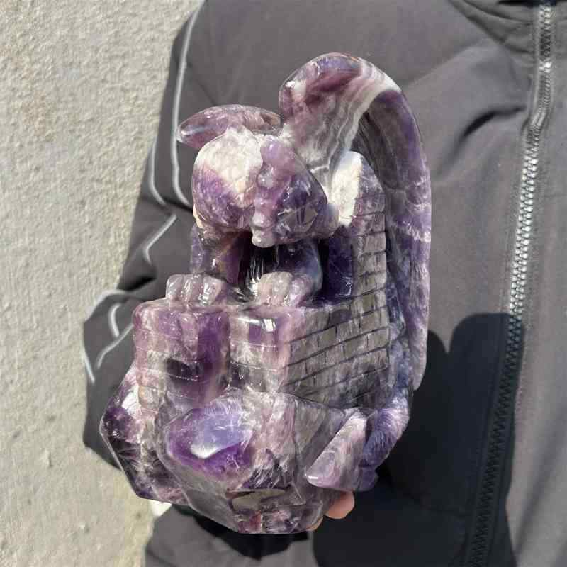 1.74kg Natural dreamy amethyst Dragon Castle carved Quartz Crystal skull Healing