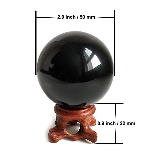 Mina Heal Obsidian Crystal Ball for Fengshui Ball, Meditation, Crystal 50 mm