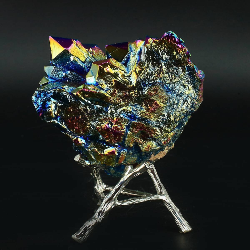 198g Colourful Crystal Cluster Quartz Mineral Specimen Decoration Electroplate