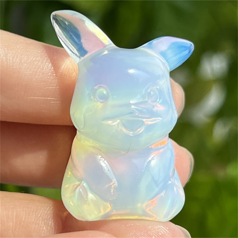 1.5" Natural quartz carved Pikachu skull Quartz crystal skull reiki healing