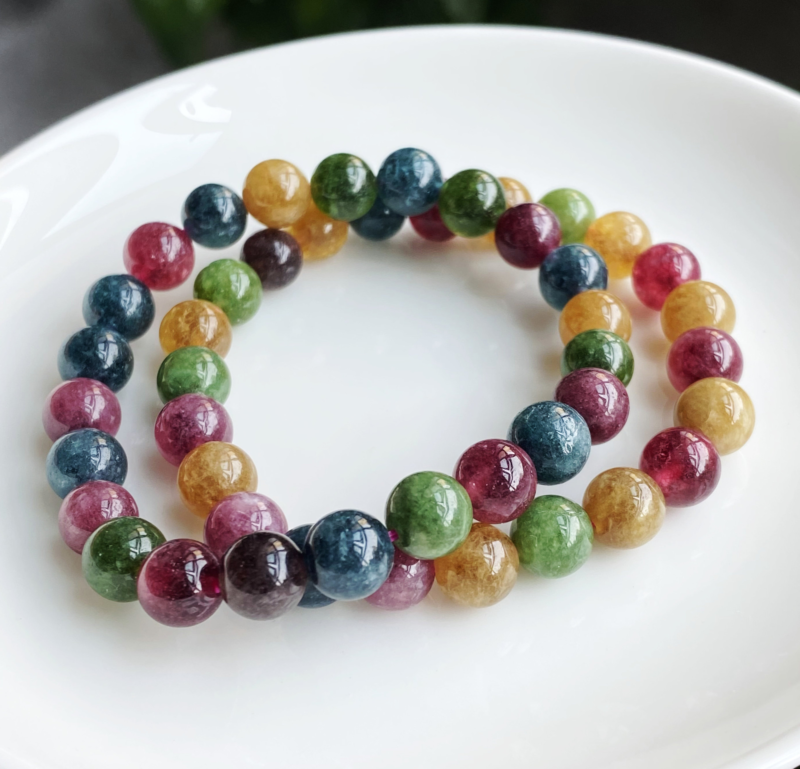 8.3mm2Natural Color Tourmaline Crystal Women's Beads BraceletAAA