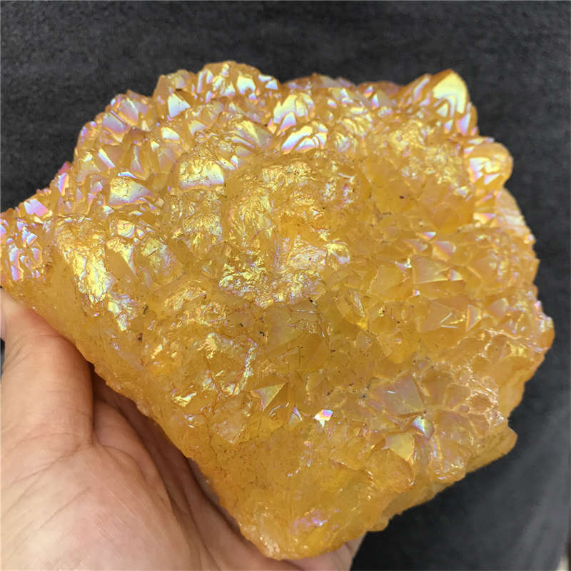 1.16kg Electroplate Rainbow cluster quartz crystal mineral specimen reiki healin